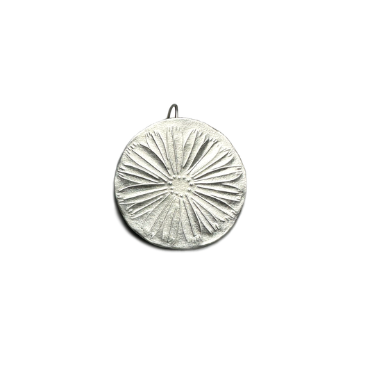 Disc Earrings -Silver- Flower Motif